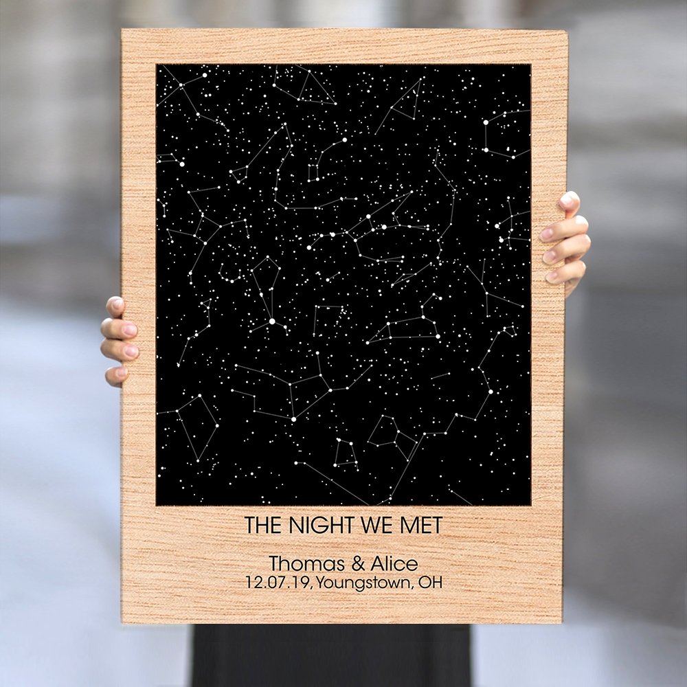 Personalized Night Sky And Text Light Wood Background
