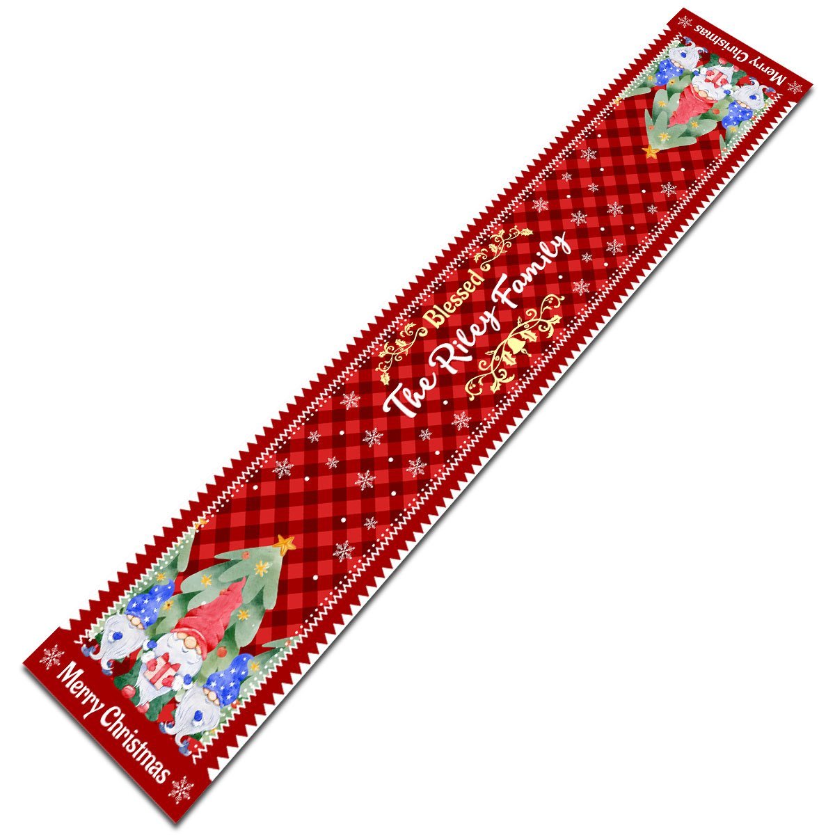 Personalized Table Runner, Blessed Family, Gnome Christmas