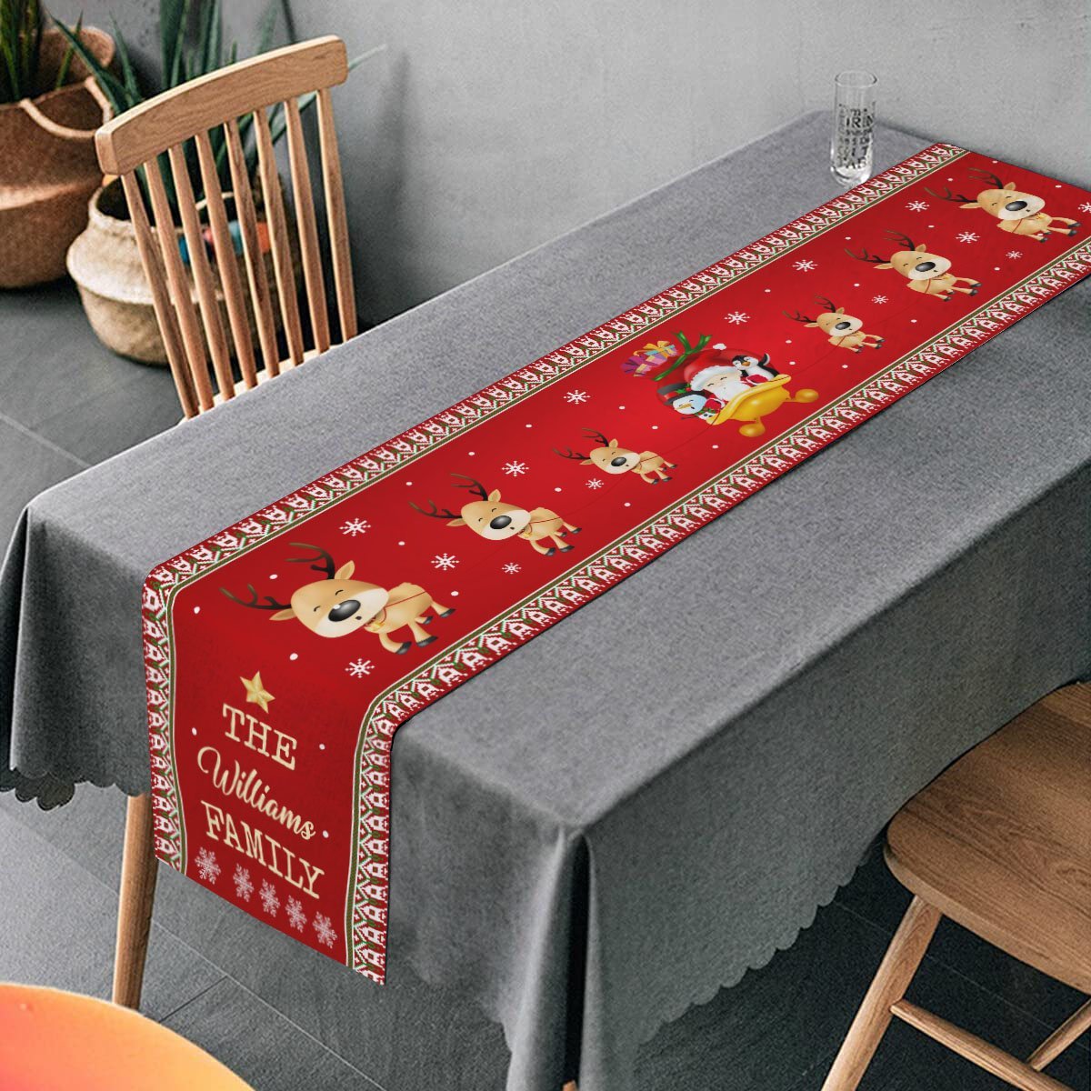Personalized Table Runner, Christmas Background