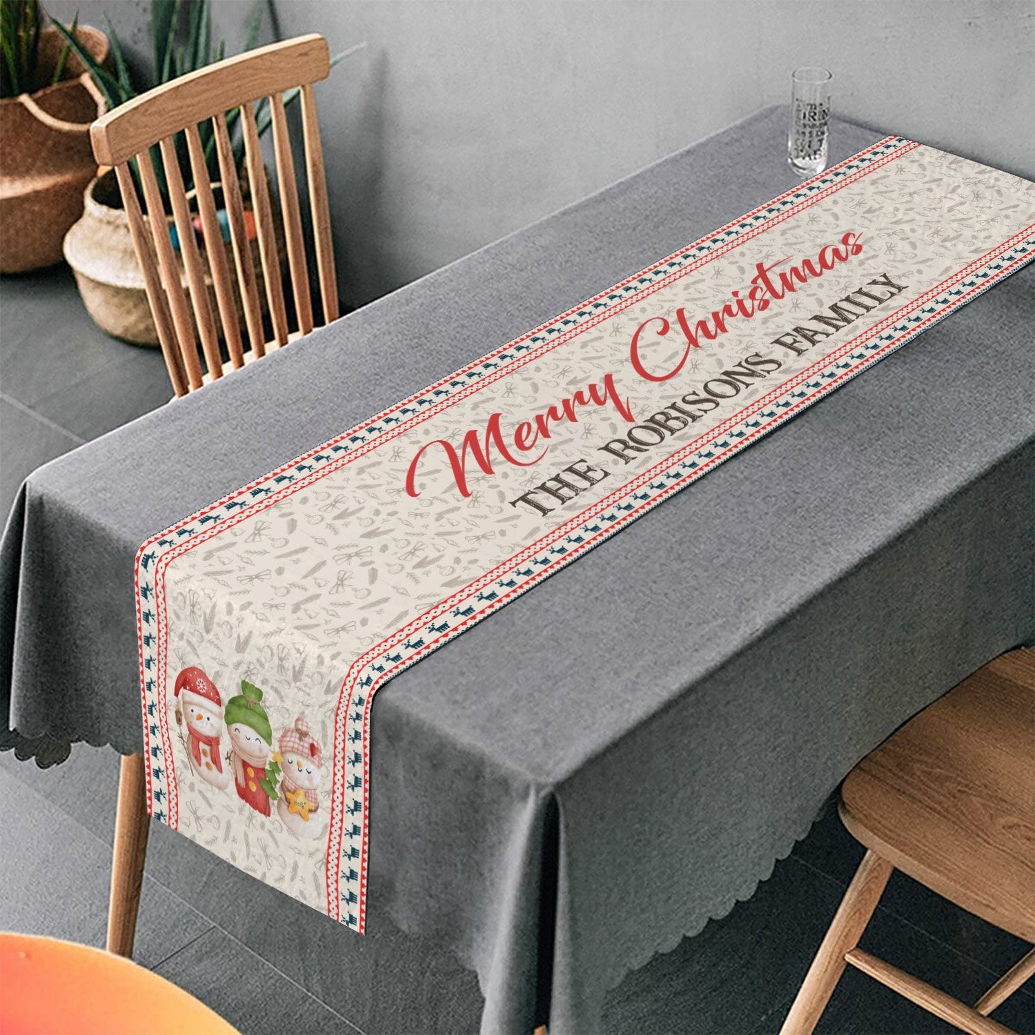 Personalized Table Runner, Custom Family Name, Gift For Christmas