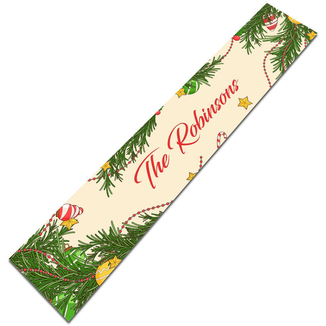 Personalized Table Runner, Custom Family Name, Xmas Tree