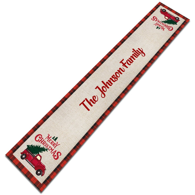 Personalized Table Runner, Personalized Family Name, Christmas Car