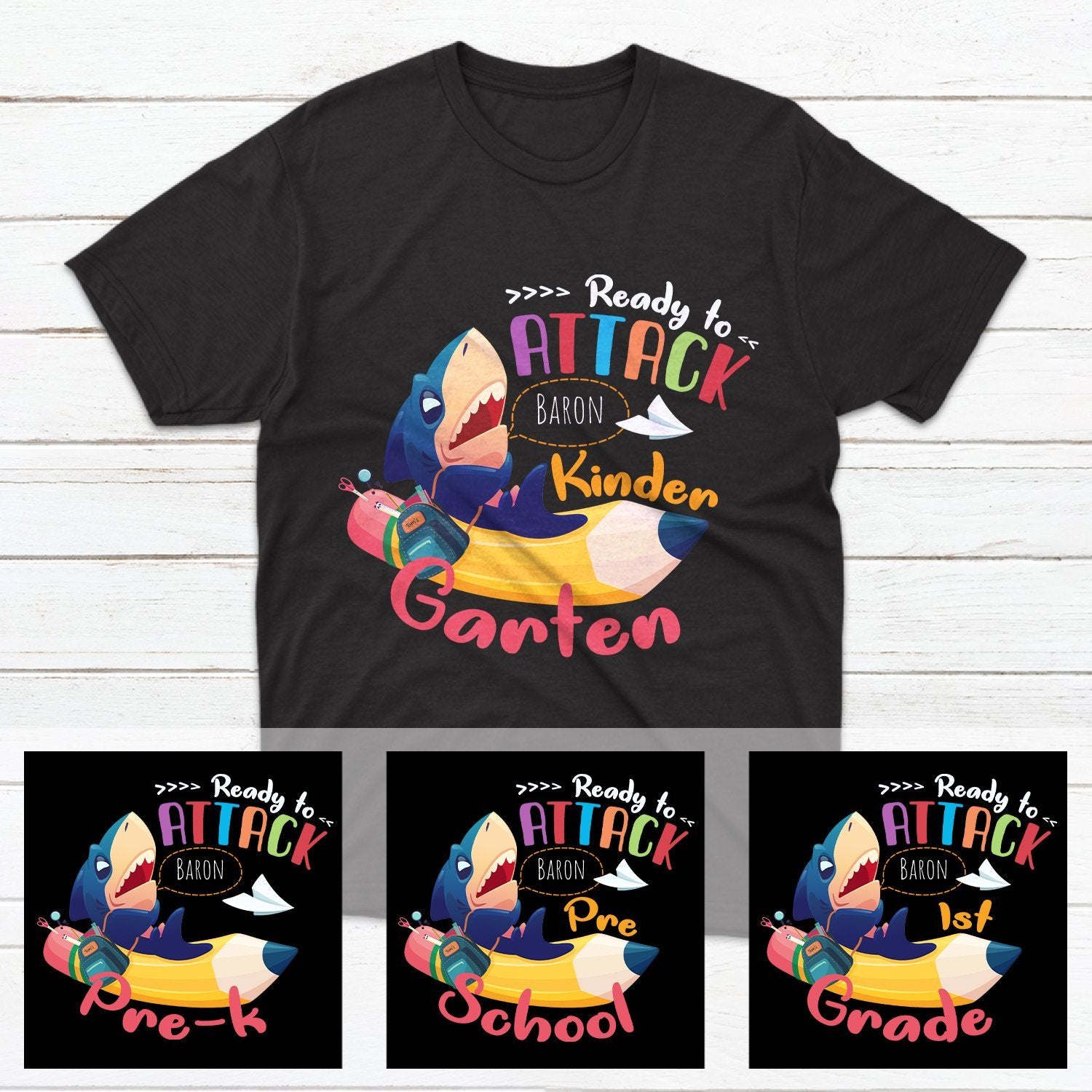 Ready To Attack School Shirt, Custom Name And Grade