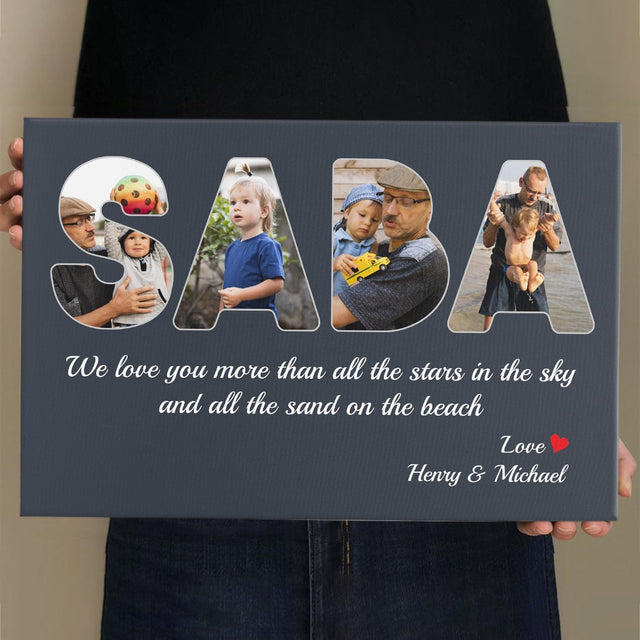 Saba Custom Photo - Personalized Name And Text Canvas Wall Art
