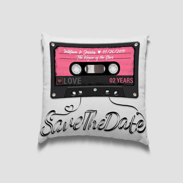 Save The Day, Custom Song Name, Personalized Name And Date Cassette Tape Pillow