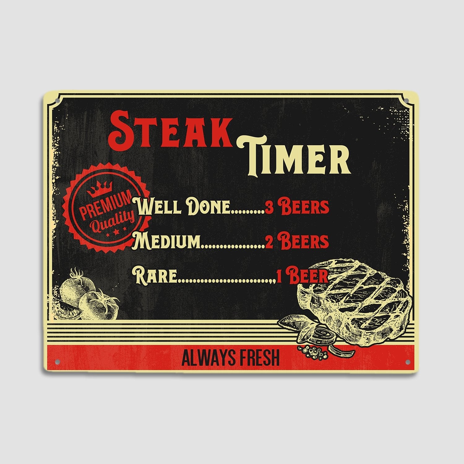 Steak Timer, Metal Signs
