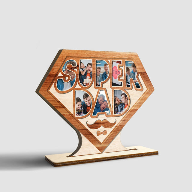 Super Dad, Custom Photo, Wooden Plaque 3 Layers