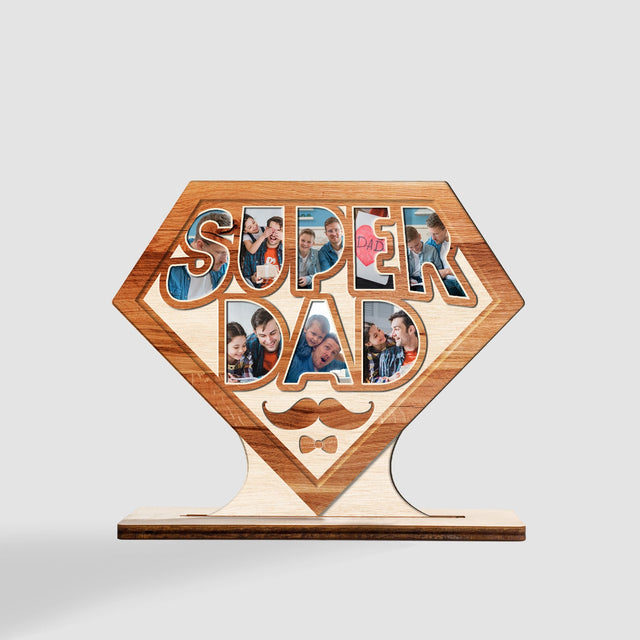 Super Dad, Custom Photo, Wooden Plaque 3 Layers