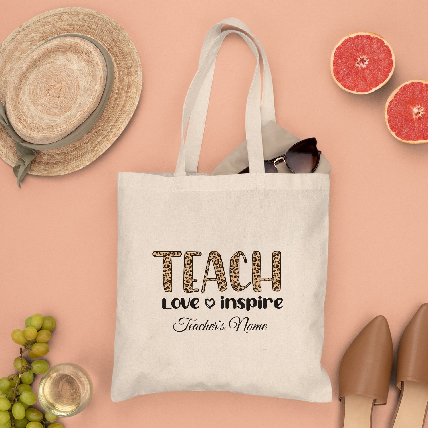 Teach Love And Inspire, Custom Teacher Tote Bag