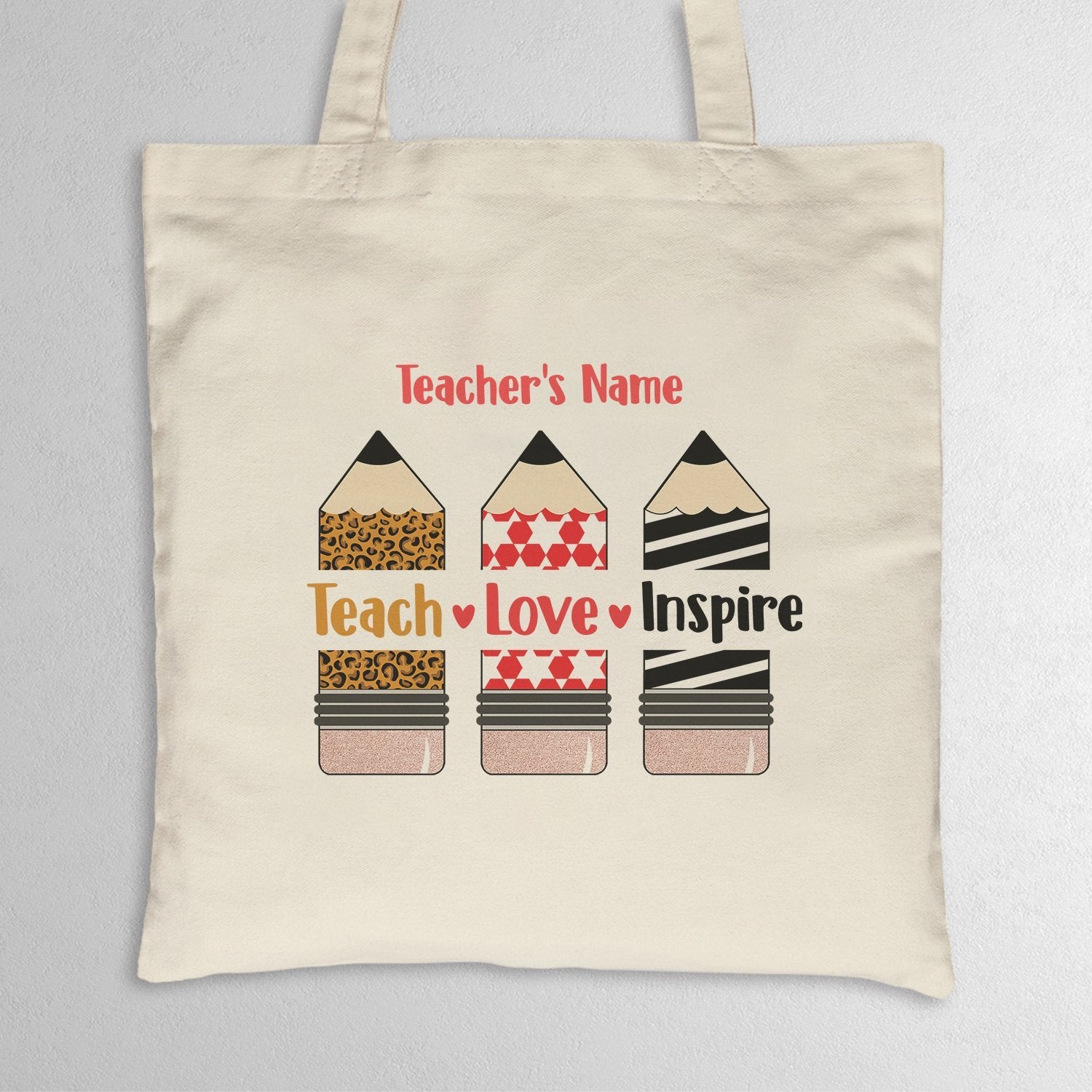 Teacher, Love, Inspire, Custom Tote Bag