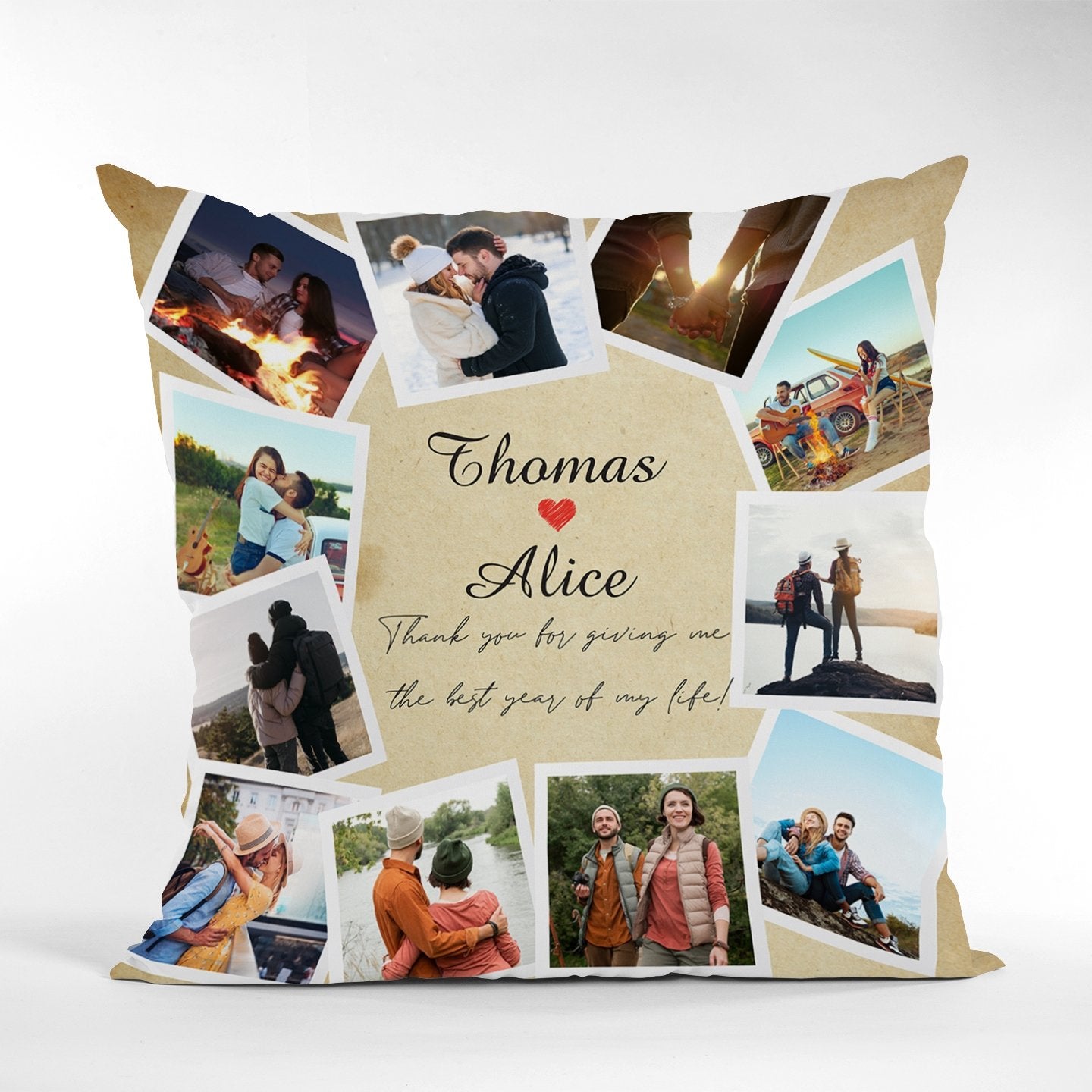 Thank you for giving me the best year of my life, Custom Photo Collage Pillow