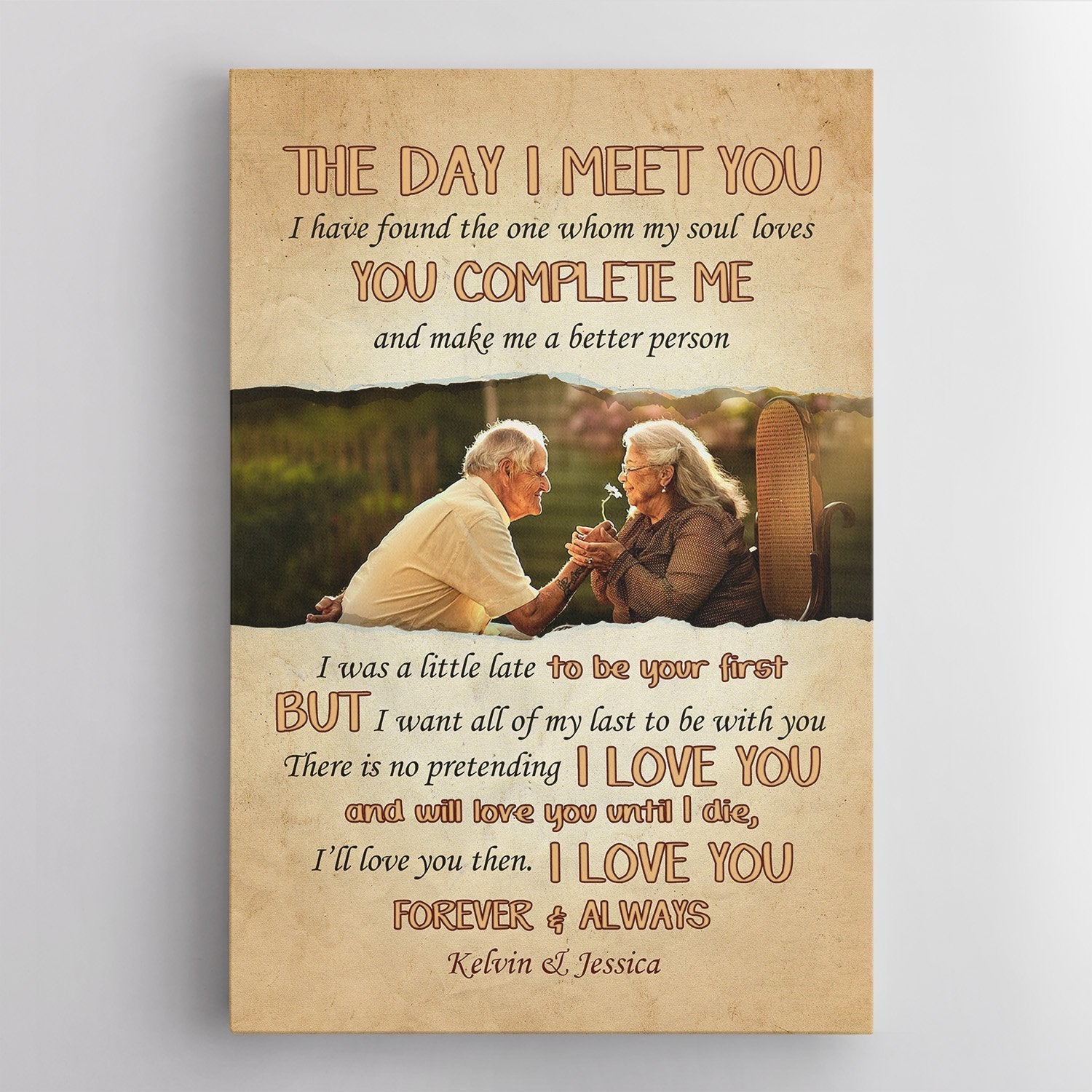 The Day I Meet You,Custom Photo And Text, Canvas Art Print