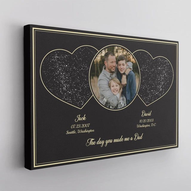 The Day You Made Me A Dad Custom Star Map, Personalized Photo Canvas Wall Art