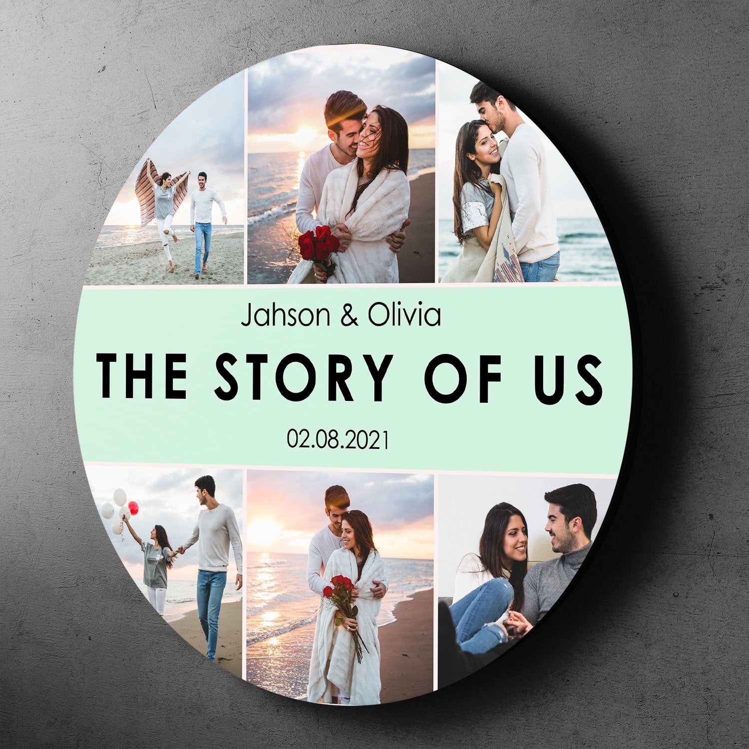 The Story Of Us, Custom Photo, Personalized Text, Round Sign
