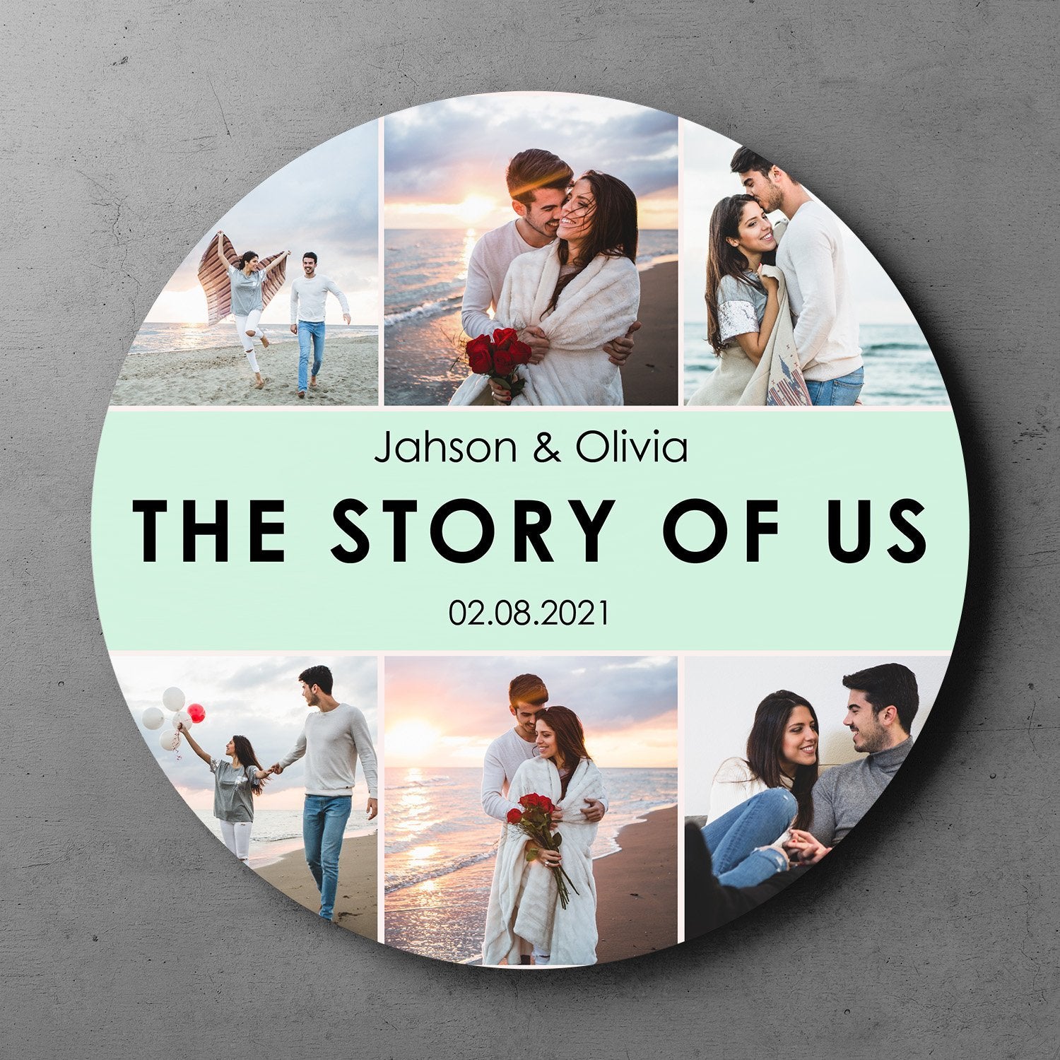 The Story Of Us, Custom Photo, Personalized Text, Round Sign