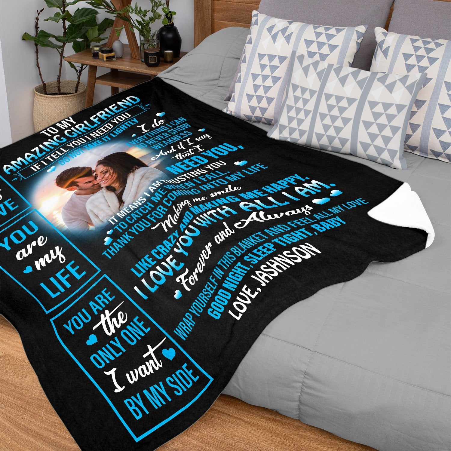 To My Amazing Girlfriend I Love You With All I Am Forever And Always, Custom Photo, Personalized Name Blanket