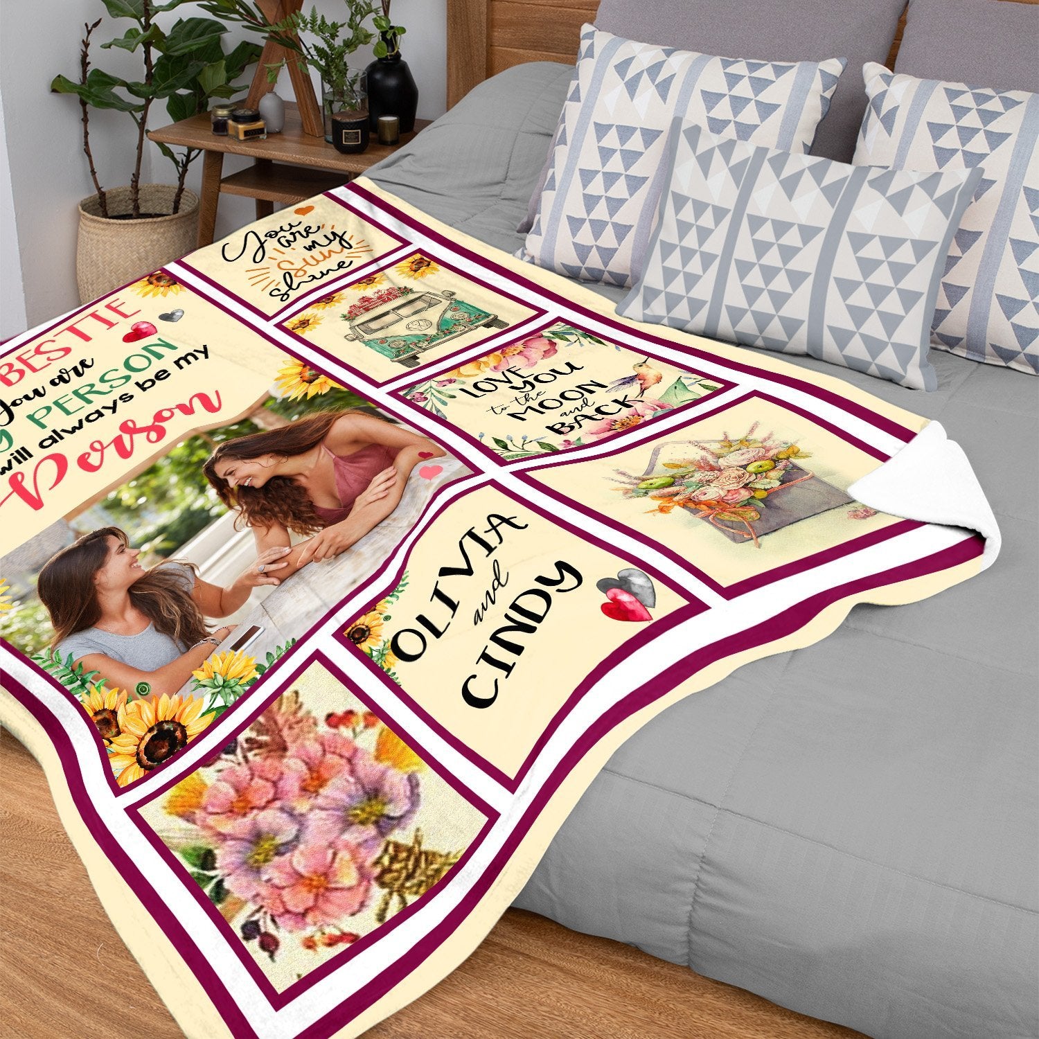 To My Bestie You Are My Person You Will Always Be My Person, Custom Photo, Personalized Name Blanket