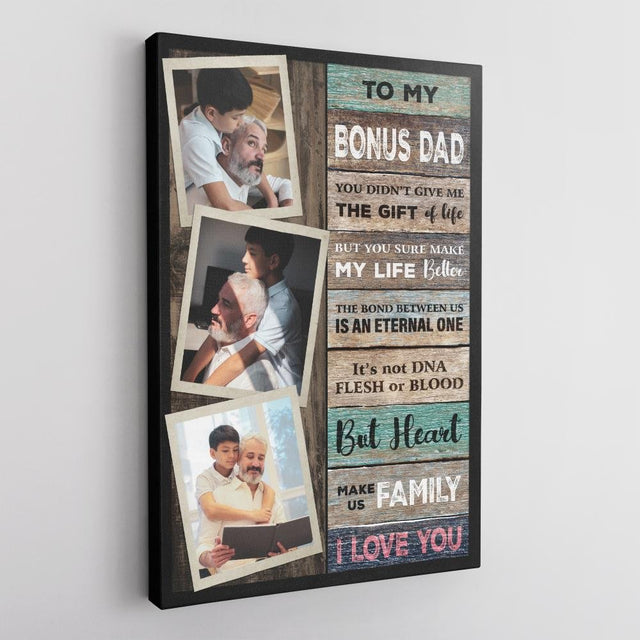 To My Bonus Dad, Custom Photo Canvas Wall Art