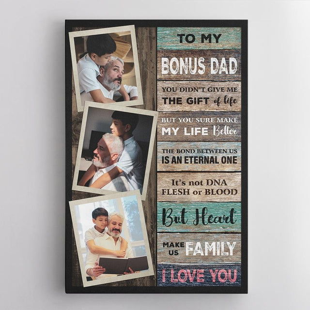 To My Bonus Dad, Custom Photo Canvas Wall Art