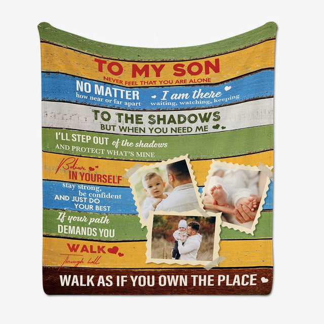 To My Dad, Never Feel That You Are Alone, Custom Photo, Blanket