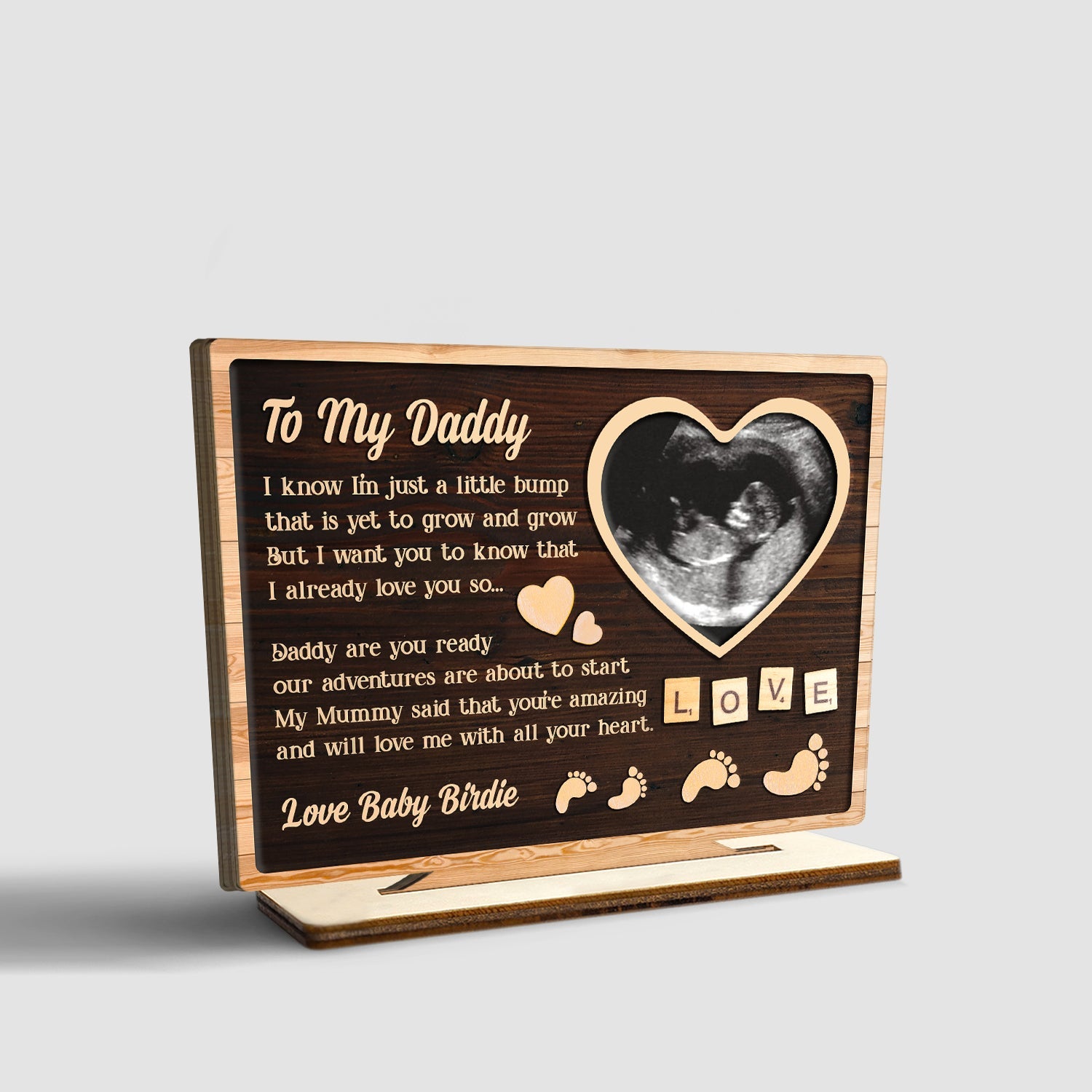 To My Daddy, Custom Photo, Wooden Plaque 3 Layers