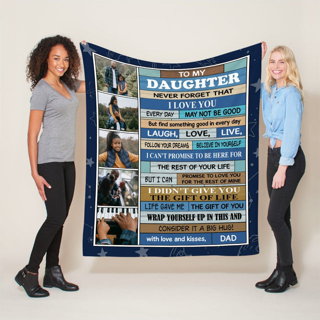 To My Daughter Never Forget That I Love You, Custom Photo Blanket