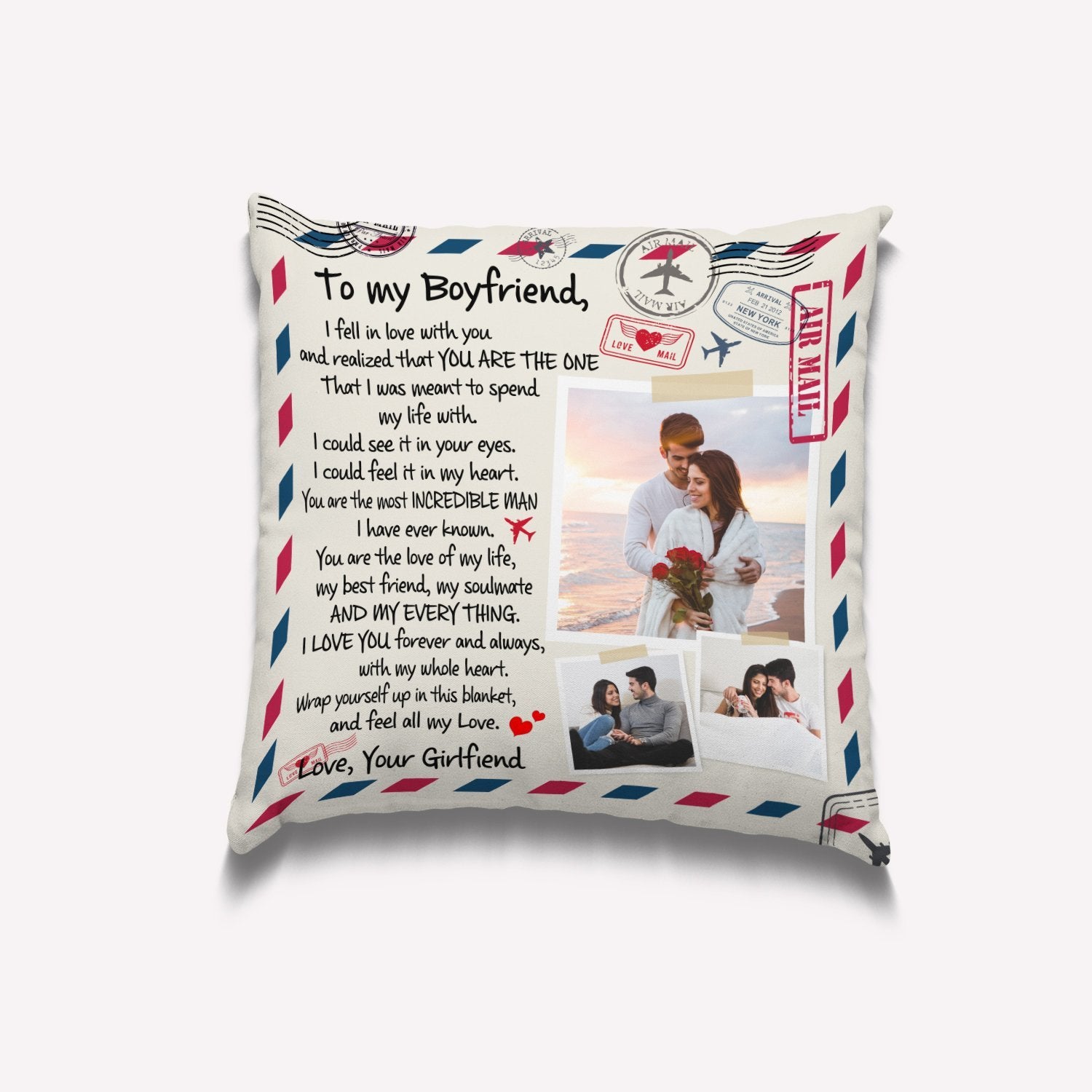 To My Girlfriend You Are The One, My Soulmate And My Everything, Custom Photo And Name Pillow