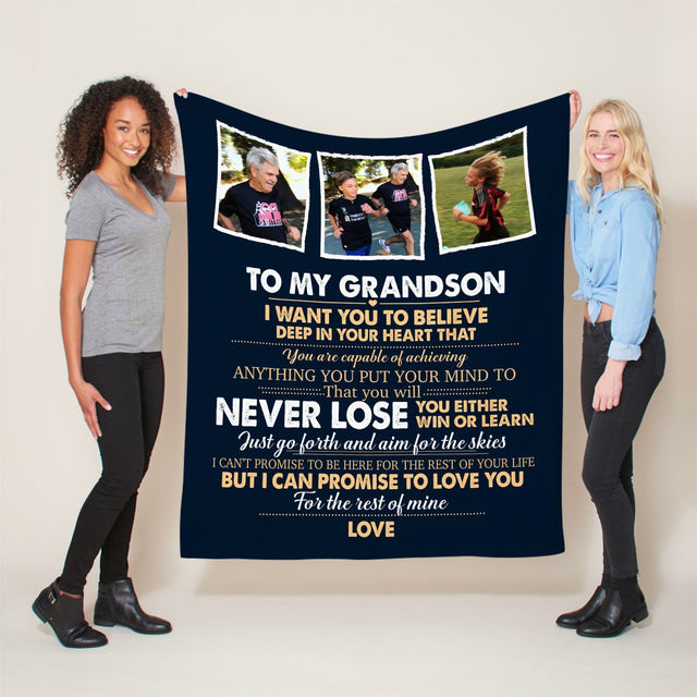 To My Grandson, I Want You To Believe Deep In Your Heart That, Custom Photo And Name Blanket