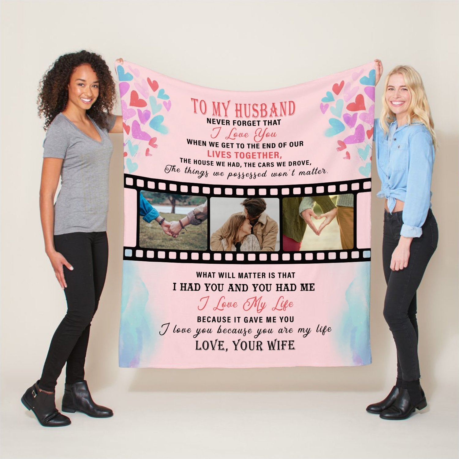 To My Husband, Never Forget That, I love You, Custom Photo And Name Blanket