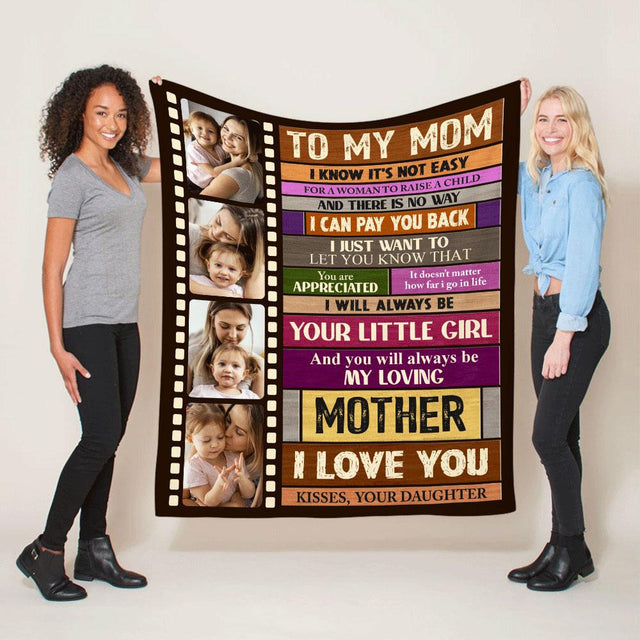 To My Mom, I Love You Custom Photo Blanket