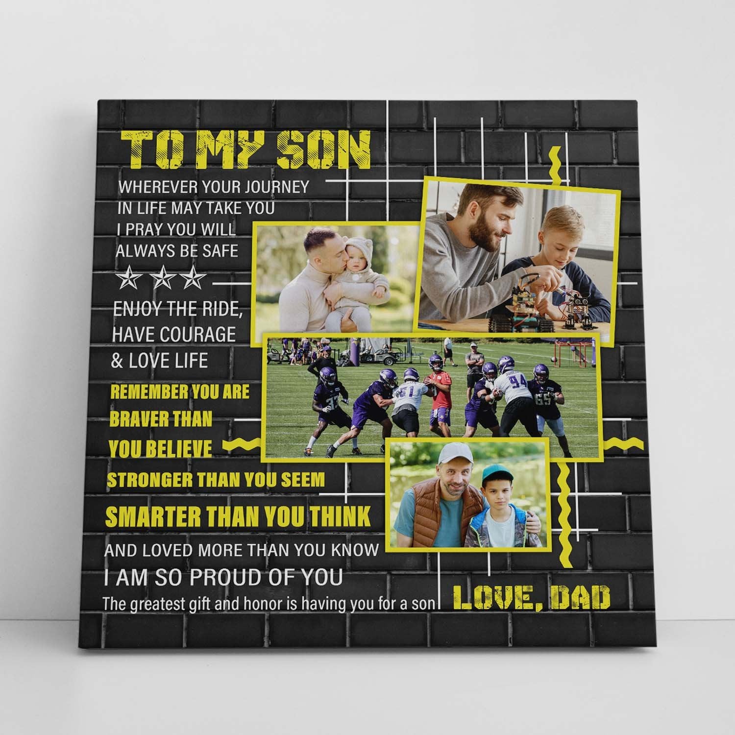 To My Son, I'm So Proud Of You, Custom Photo, Personalized Name Canvas Wall Art
