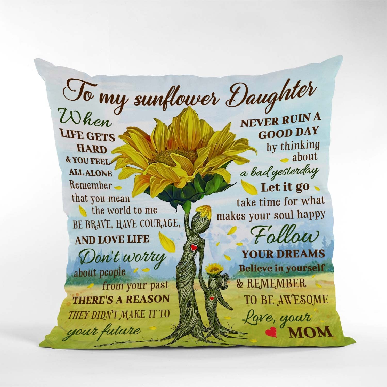 To My Sunflower Daughter, Custom Name Letter Pillow