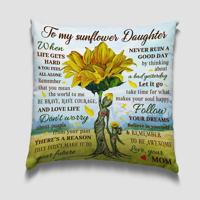 To My Sunflower Daughter, Custom Name Letter Pillow