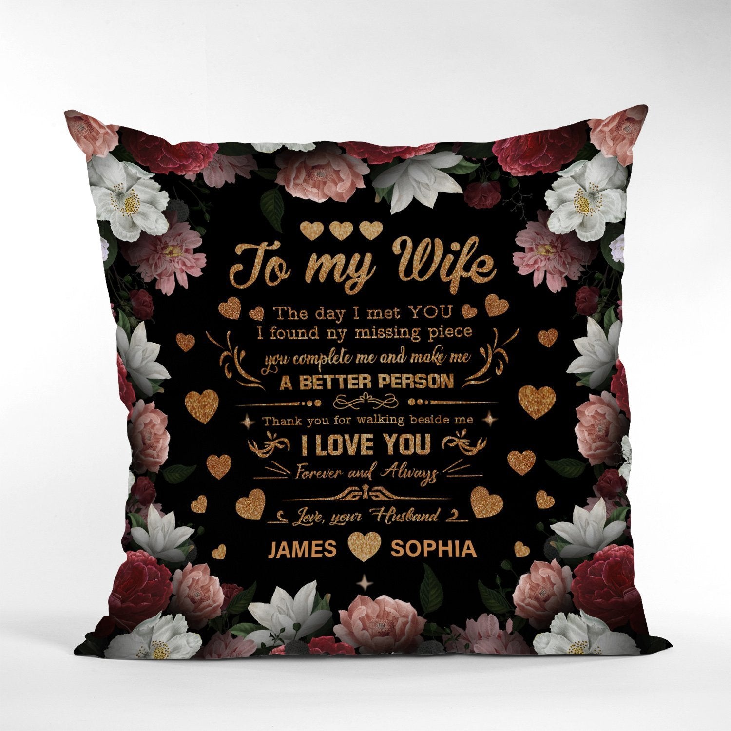 To My Wife A Better Person, Personalized Text Pillow