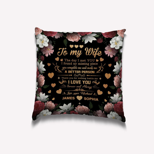 To My Wife A Better Person, Personalized Text Pillow