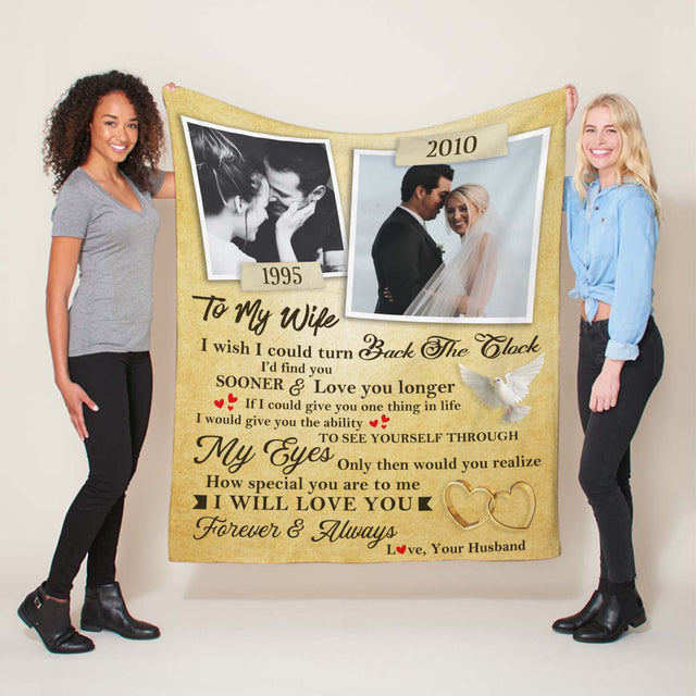 To My Wife, I Will Love You Forever And Always, Custom Photo, Personalized Text, Letter Blanket