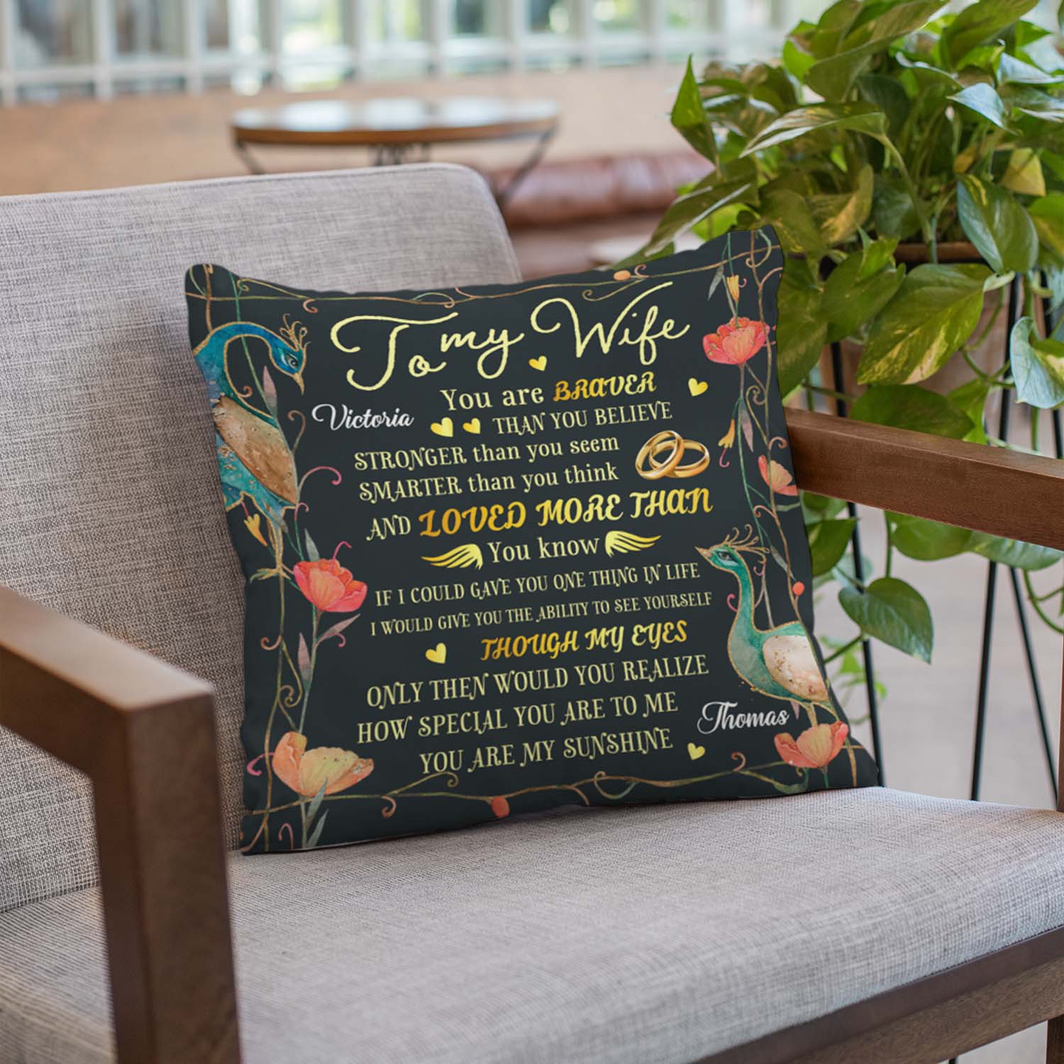 To My Wife Loved More Than, You Are My Sunshine Custom Name Pillow