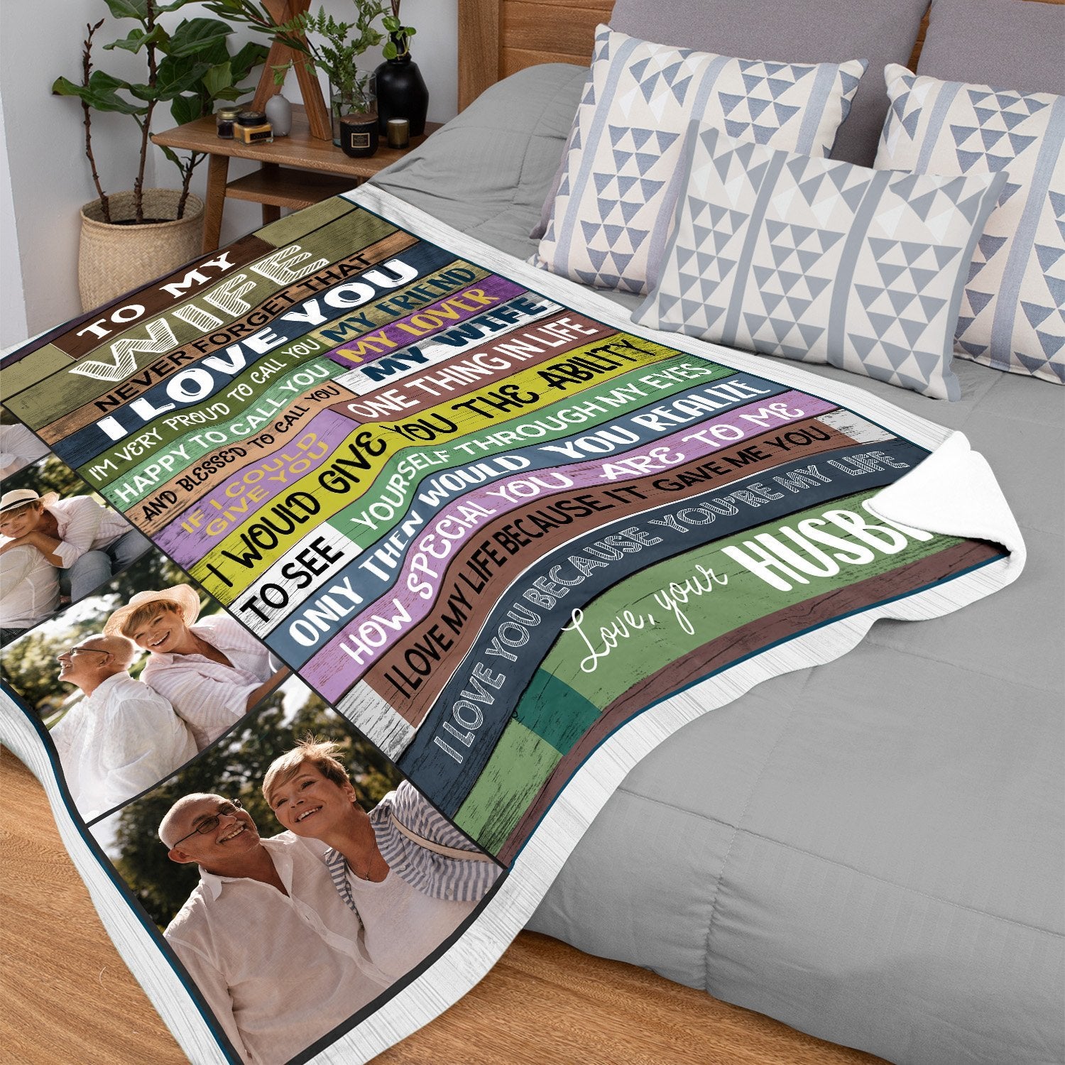 To My Wife Never Forget That I Love You, Custom Photo, Personalized Name Blanket