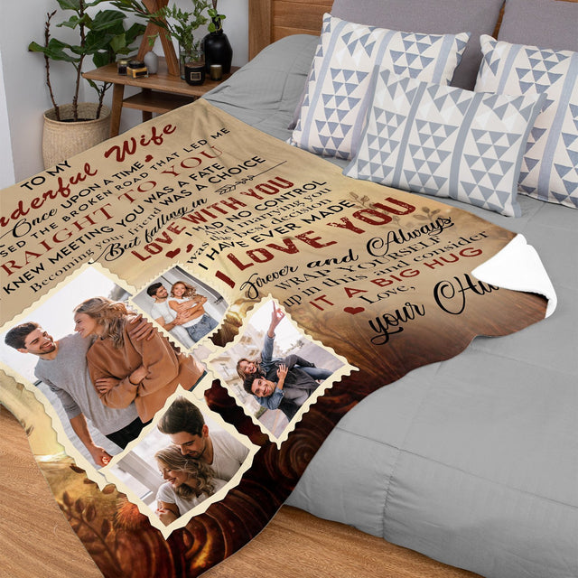 To My Wonderful Wife I Love You Forever And Always, Custom Photo, Personalized Name Blanket