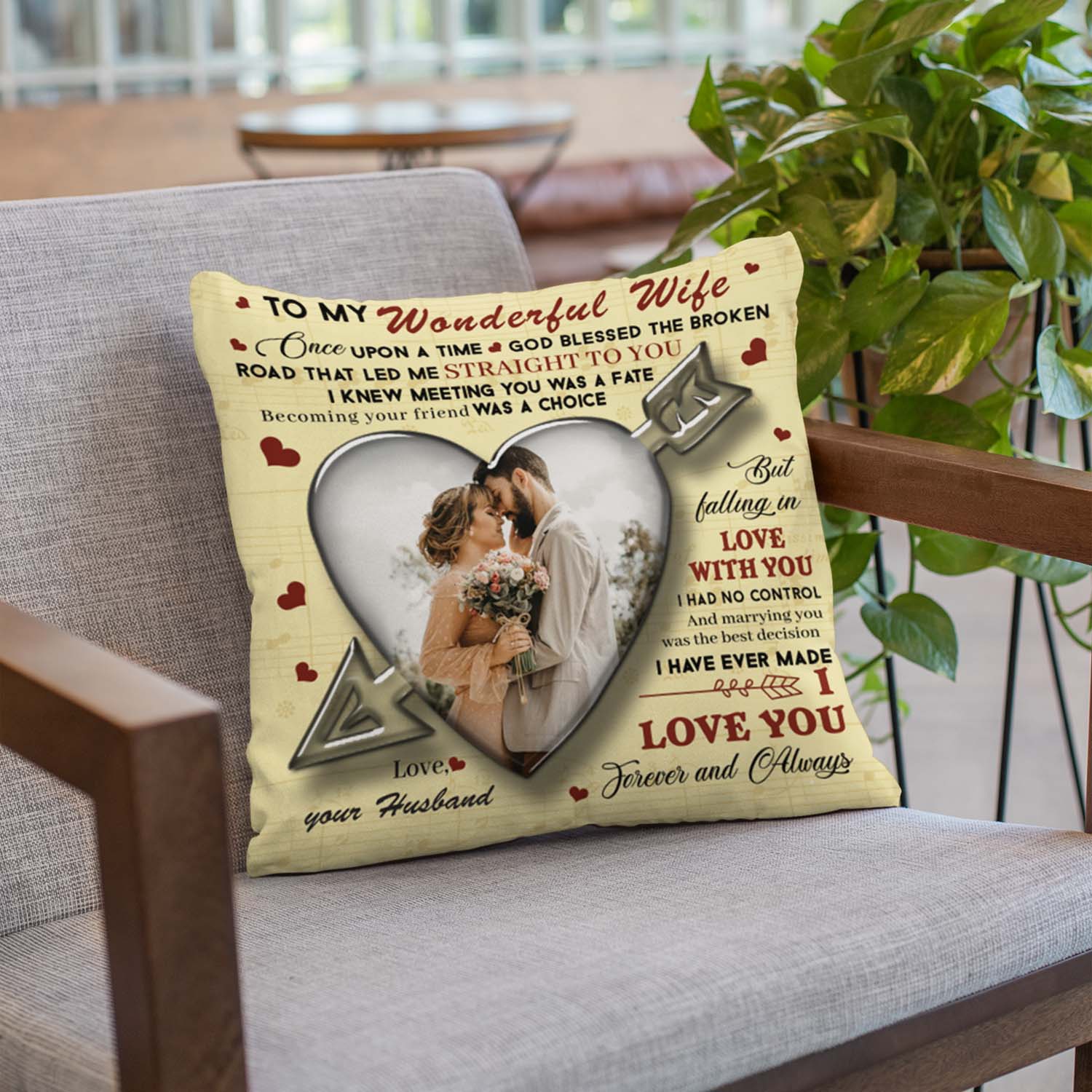 To My Wonderful Wife, I Love You Forevers And Always, Custom Photo And Name Pillow