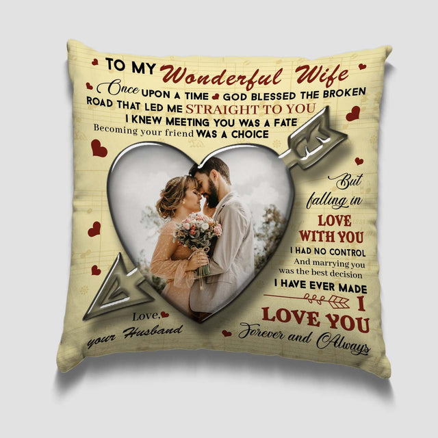 To My Wonderful Wife, I Love You Forevers And Always, Custom Photo And Name Pillow