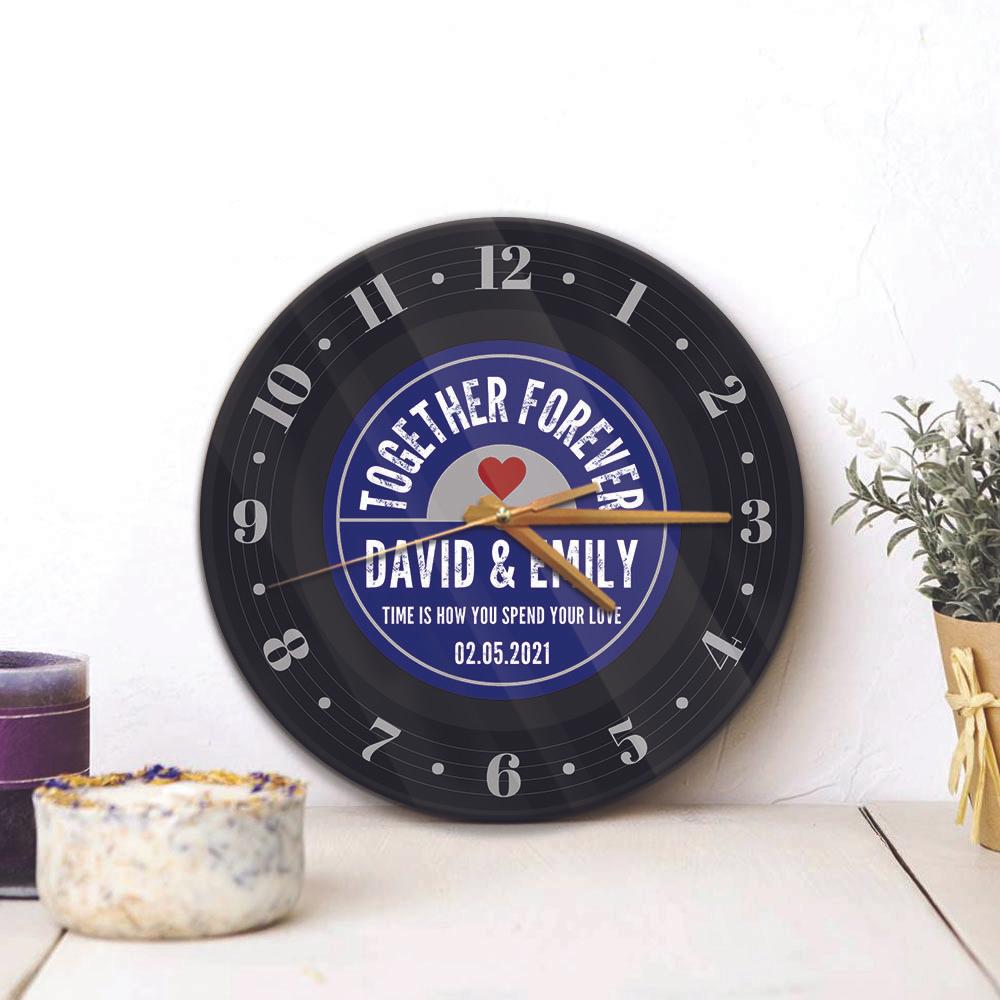 Together Forever, Custom Wall Clock, Personalized Name And Text