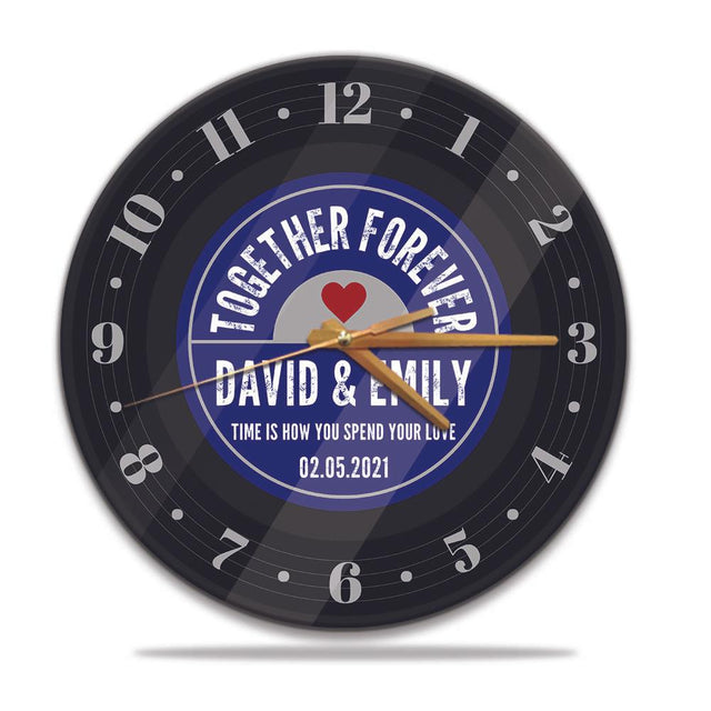 Together Forever, Custom Wall Clock, Personalized Name And Text