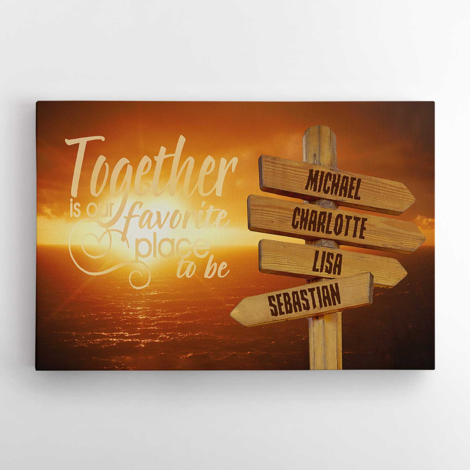 Together Is Our Favorite Place To Be, Custom Name, Street Sign, Canvas Wall Art