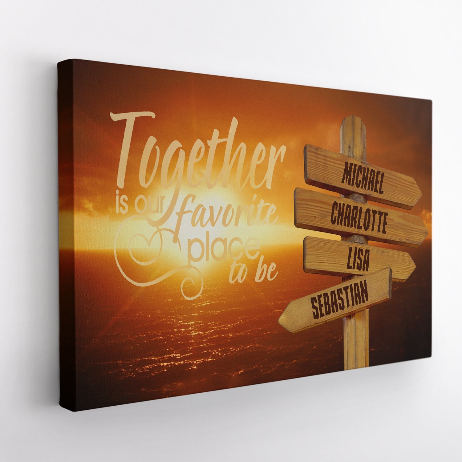 Together Is Our Favorite Place To Be, Custom Name, Street Sign, Canvas Wall Art