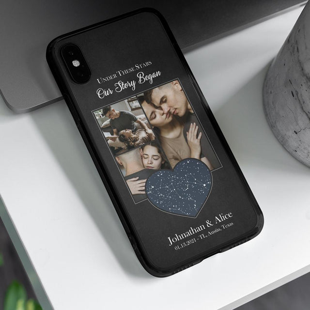 Under These Stars Our Story Began, Custom Star Map And Photo Collage 2 In 1 Phone Case