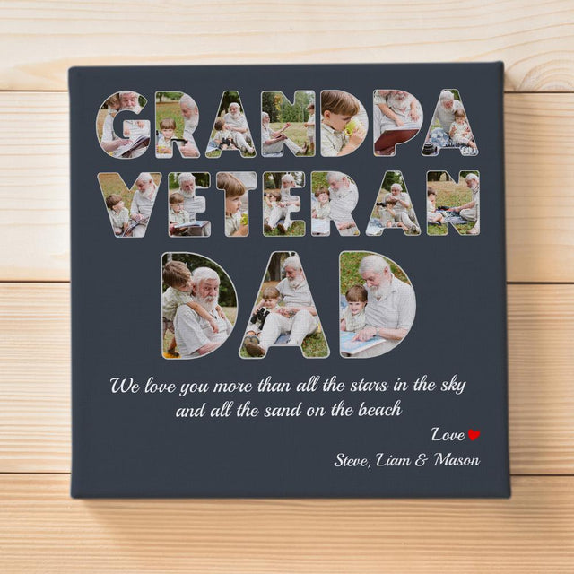 Veteran, Grandpa, Dad, Custom Photo, Personalized Name And Text Canvas Wall Art