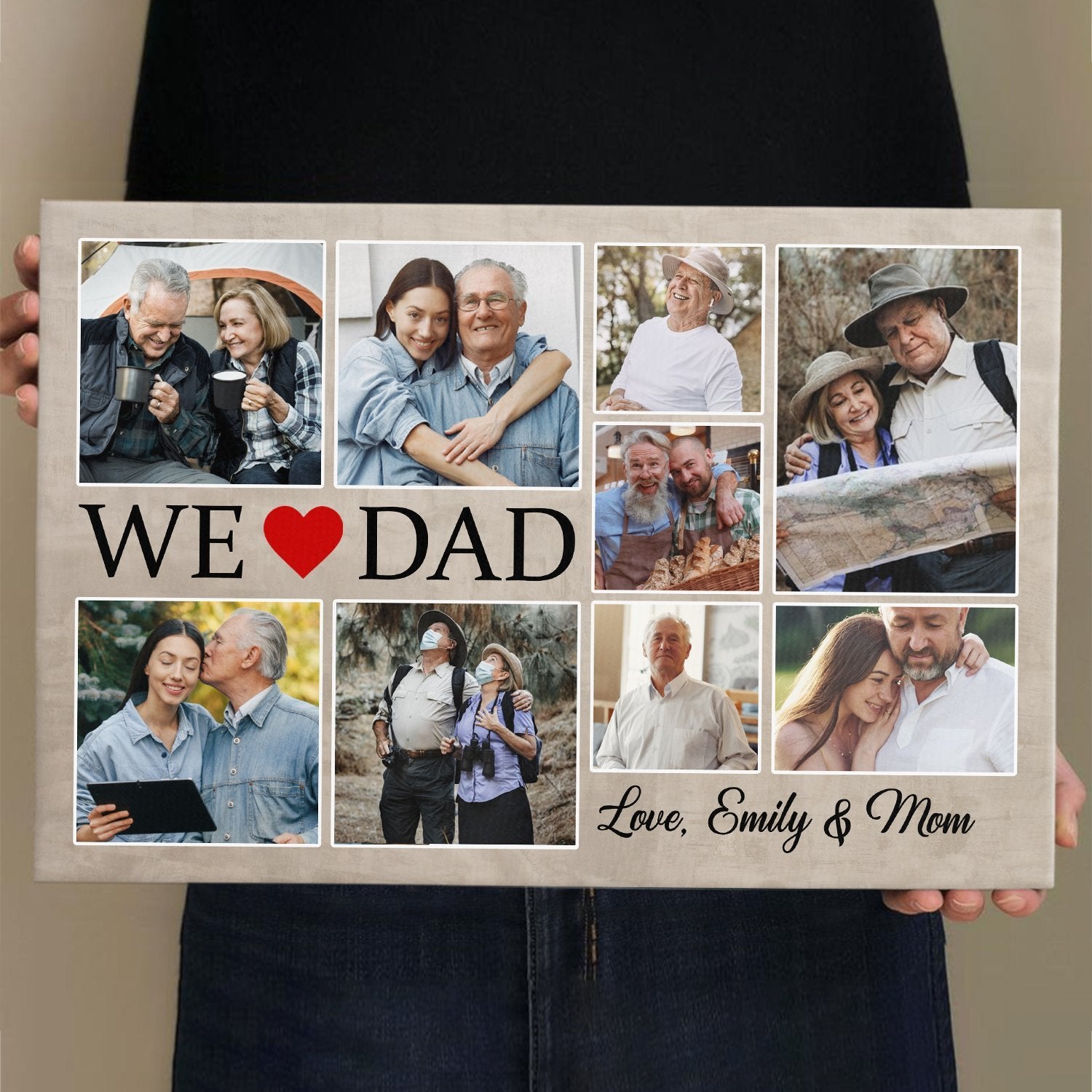 We Love Dad, Custom Photo, 9 Pictures, Canvas Wall Art