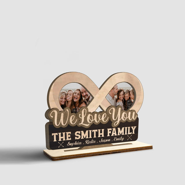 We Love You, Custom Photo, Infinity Shape, Wooden Plaque 3 Layers