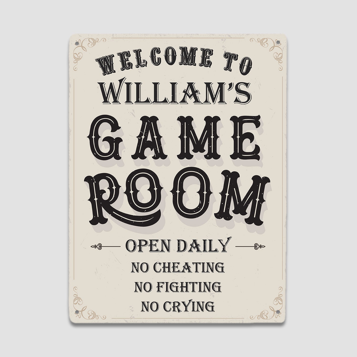 Welcome To Game Room, Custom Metal Signs
